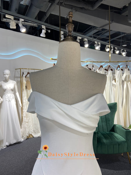 Pleated Off-the-Shoulder Sheath Floor-length Gown Ivory