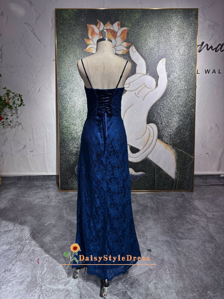 Spaghetti Straps Navy Blue 90S Prom Dress – daisystyledress