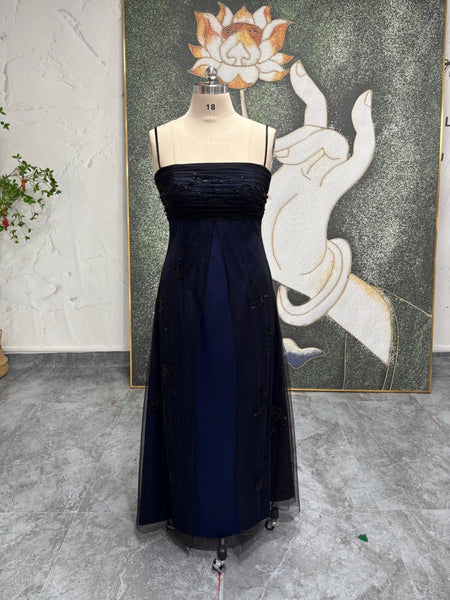 Square Neckline Black and Blue Vintage 90s Plus Size Prom Dress – daisystyledress
