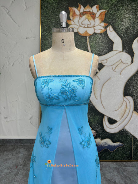 Vintage 90S Beaded Blue Prom Dress – daisystyledress