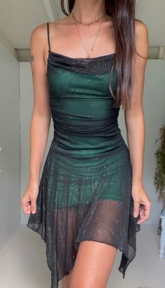 Vintage Green Satin Layered A Line Short Birthday Party Dress Homecoming Dress