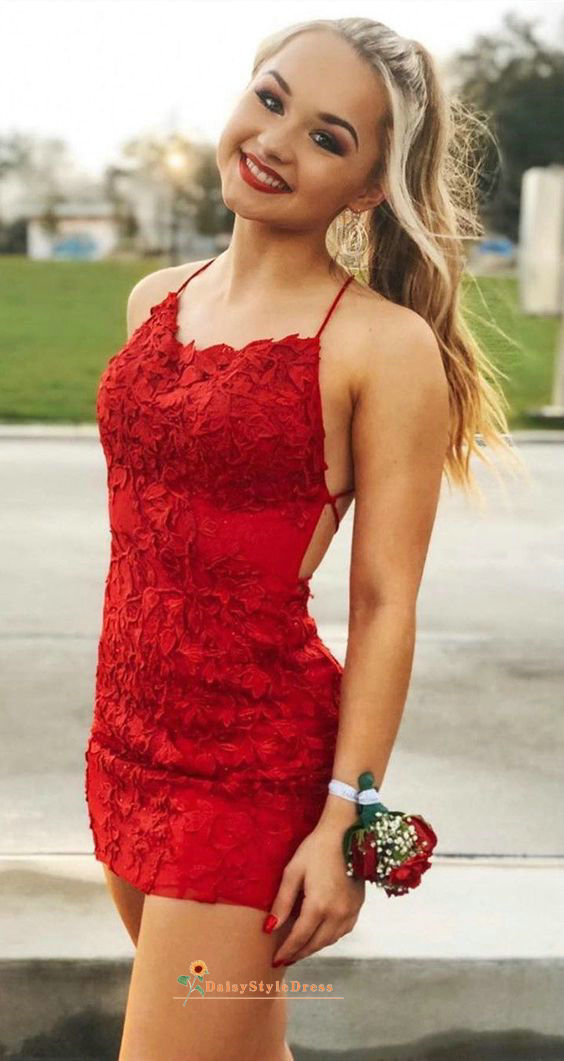 sheath red homecoming dress
