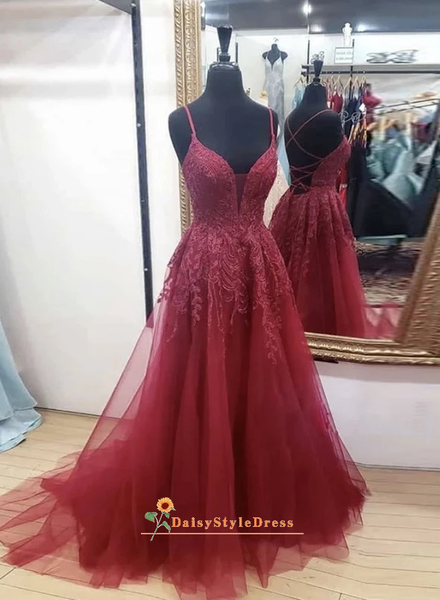 Glitter Burgundy Criss-Cross Straps Prom Dresses main image 0