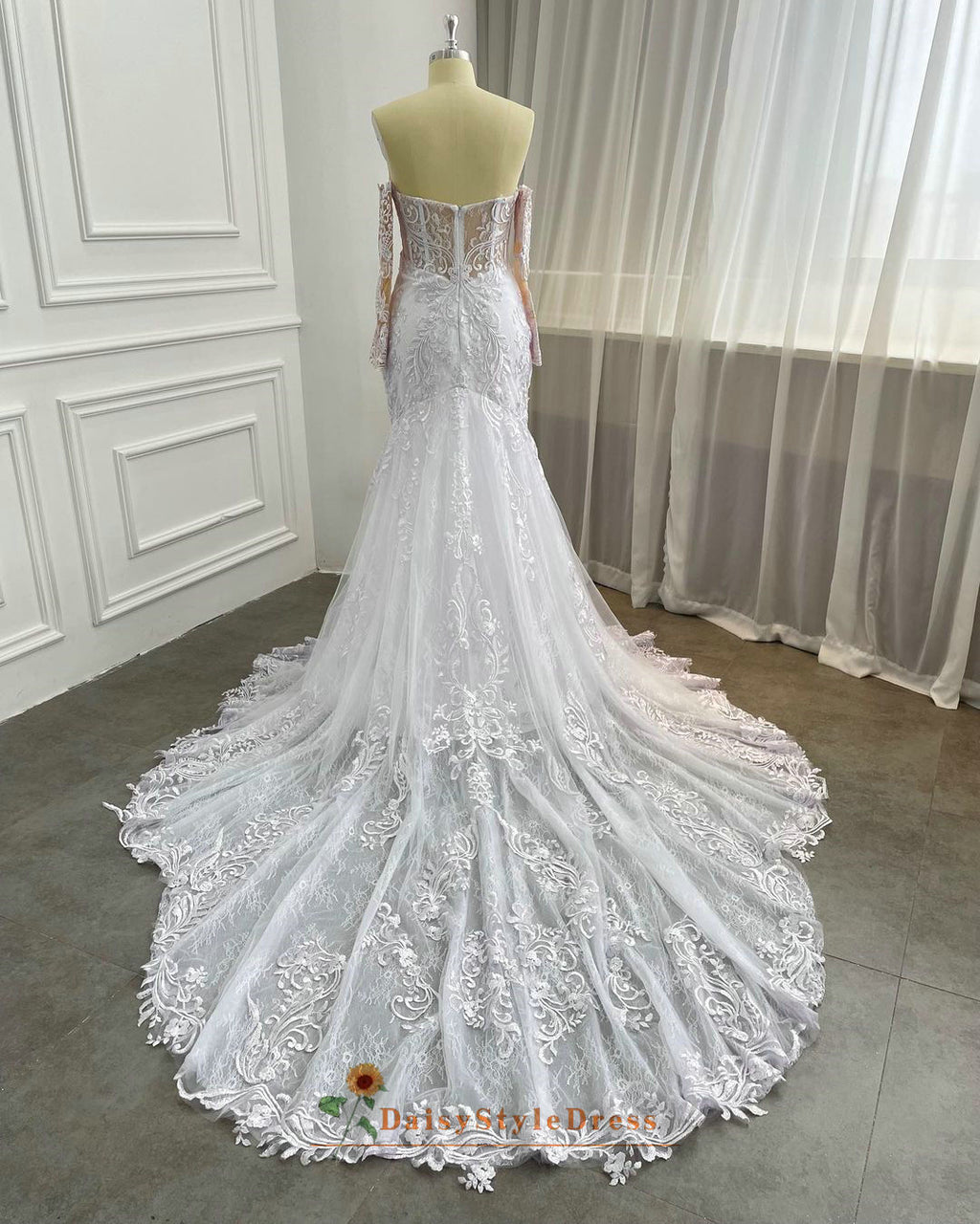 long sleeve curvy bridal dress