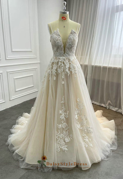 sachin and babi light blue dress Light Champagne Halter Lace and Tulle Long Formal Dress, A-Line Tulle Prom Dress Party Dress