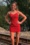 sheath red homecoming dress