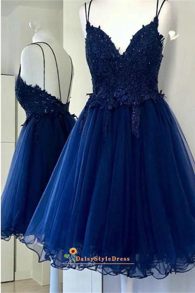 Knee Length Double Straps Royal Blue Homecoming Dress daisystyledress Knee Length Double Straps Royal Blue Homecoming Dress daisystyledress