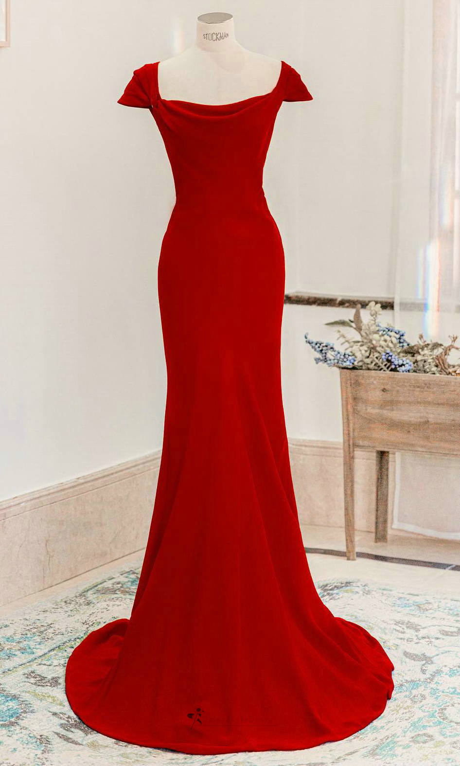 fit and flare red party dress
