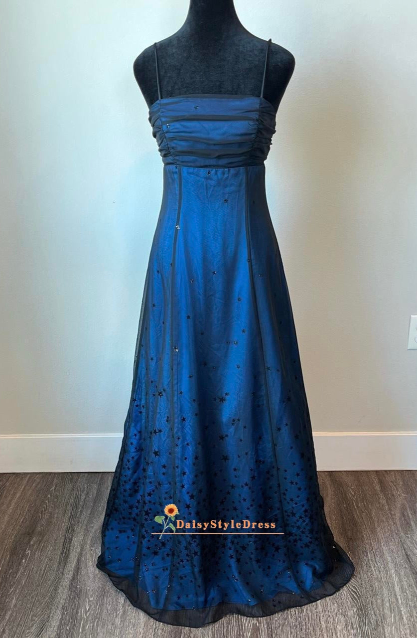 Square Neckline Black and Blue 2000S Prom Dress daisystyledress Square Neckline Black and Blue 2000S Prom Dress daisystyledress