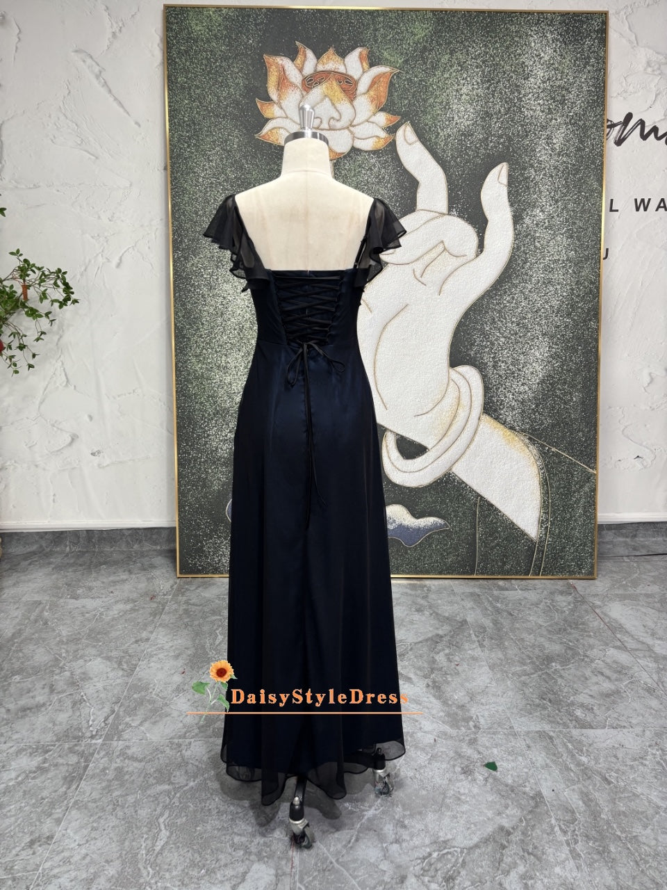 Vintage Square Neckline Black and Blue Prom Dress – daisystyledress