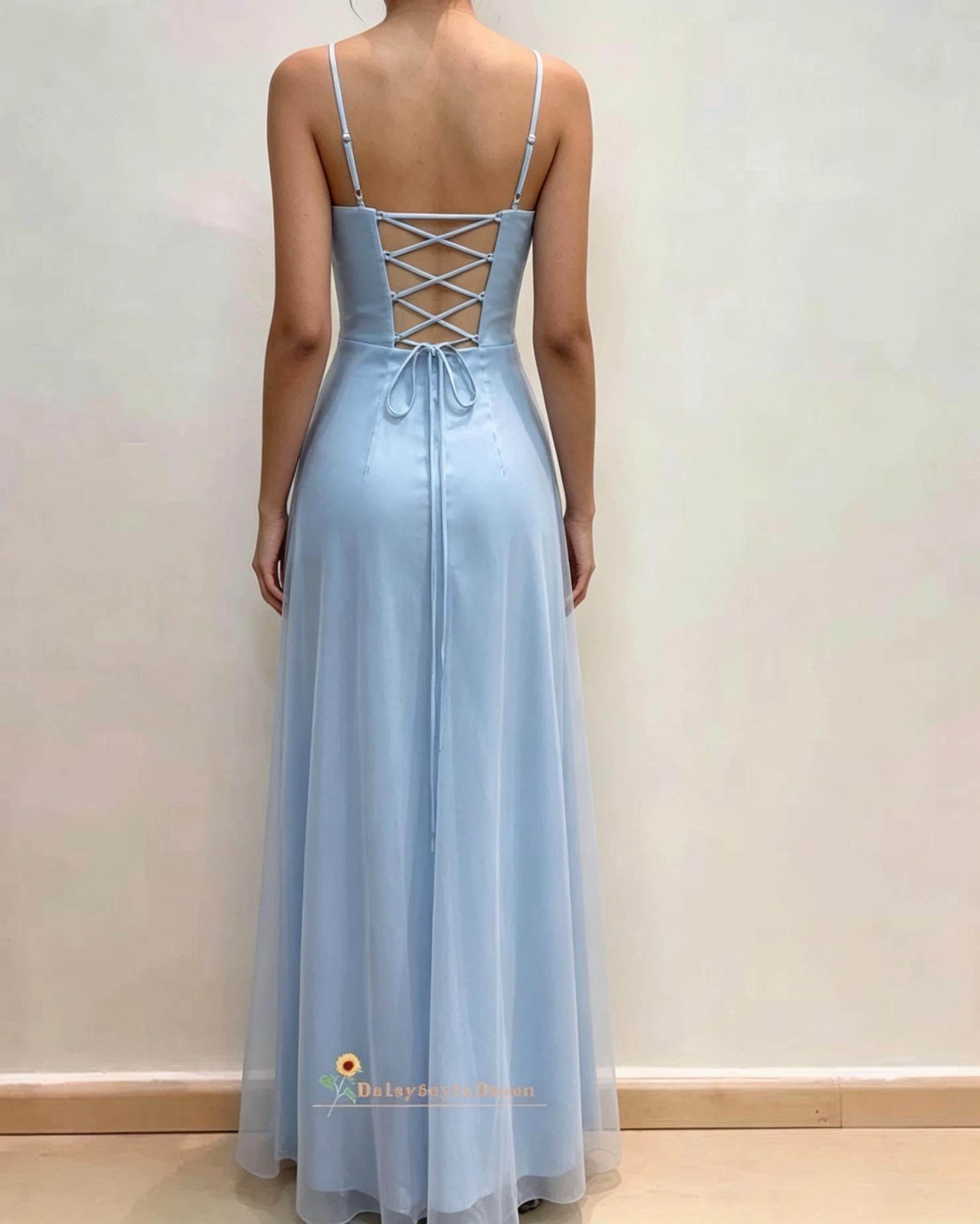 Spaghetti Straps Vintage Light Blue Prom Dress daisystyledress Spaghetti Straps Vintage Light Blue Prom Dress daisystyledress