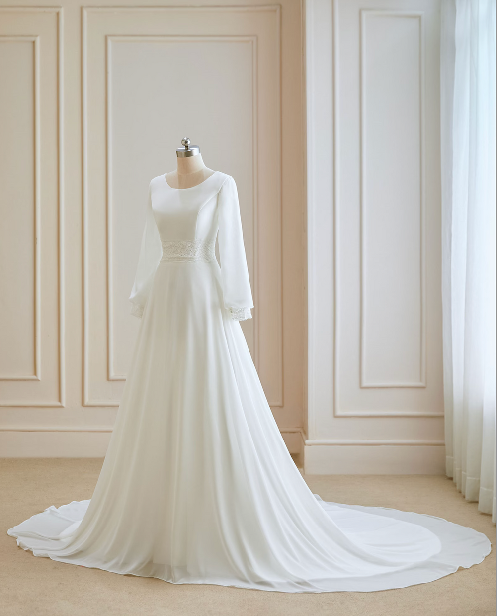 modest boho wedding dresses Modest Long Sleeve Boho Wedding Dress – daisystyledress