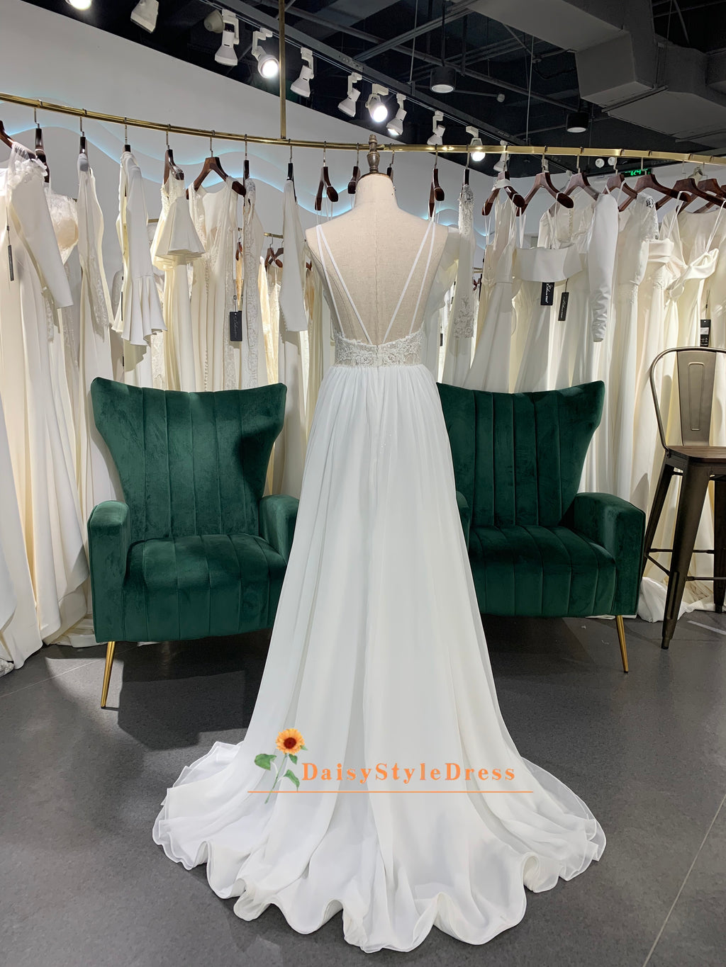 A line Sexy Back Wedding Dress
