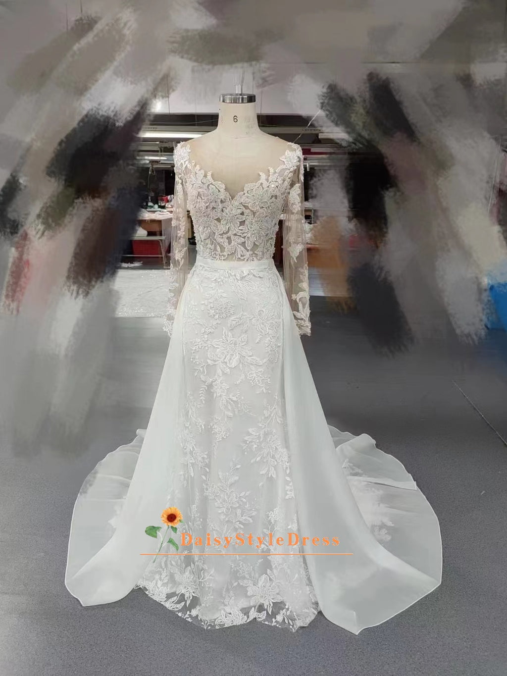 Long Sleeve Lace Wedding Gown