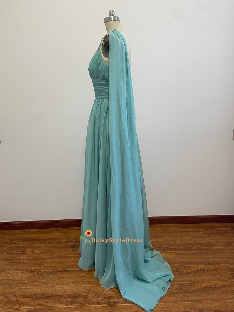 One Shoulder Chiffon Evening Party Dress