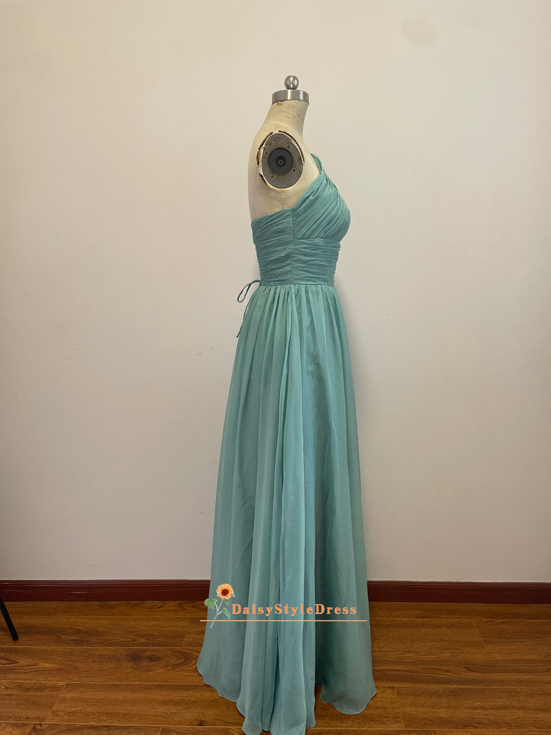 One Shoulder Chiffon Evening Party Dress