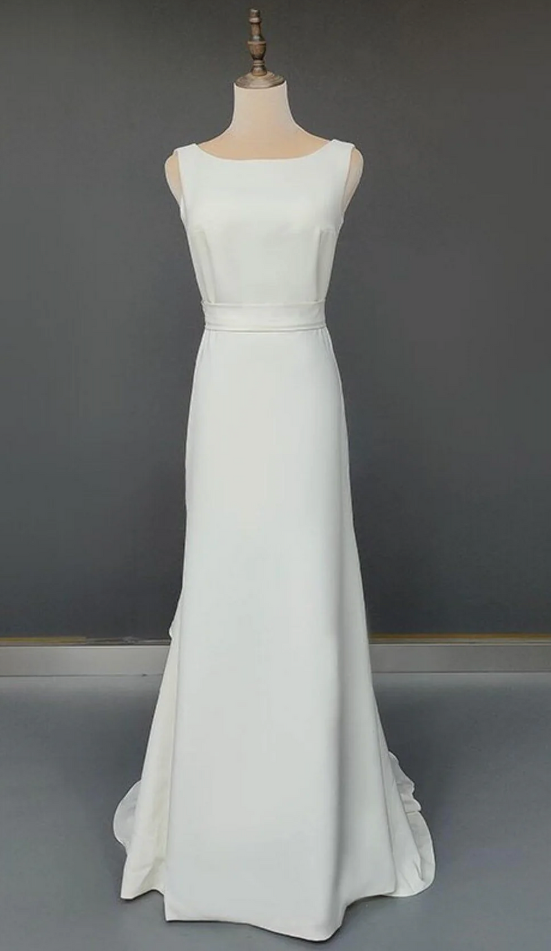 Simple High Neckline Wedding Dress