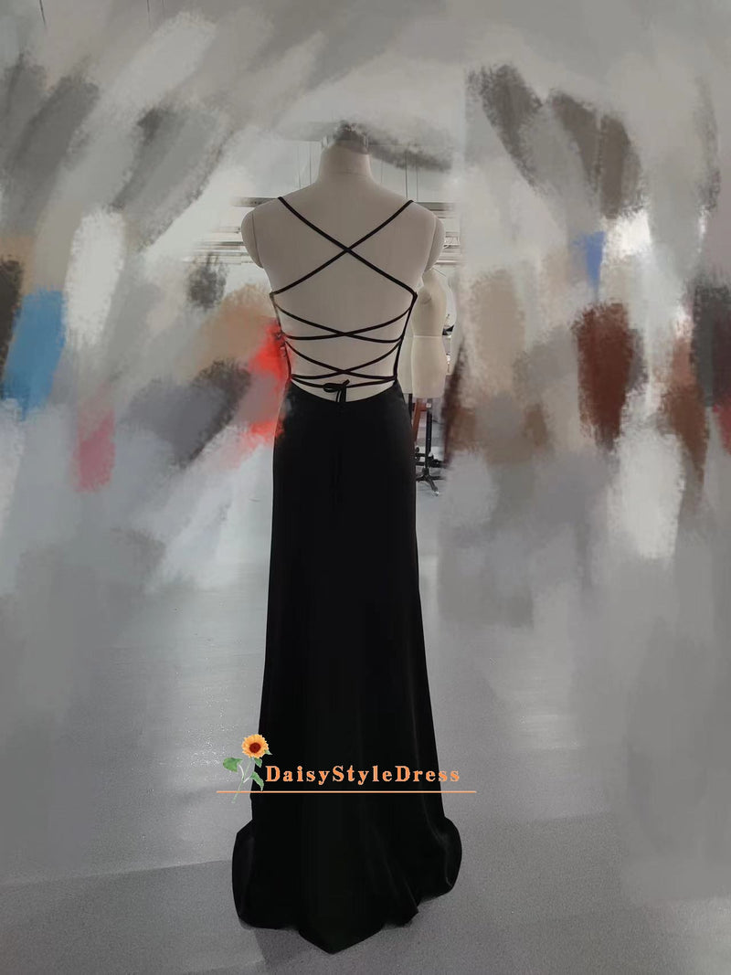 Criss Cross Back Black Party Dress