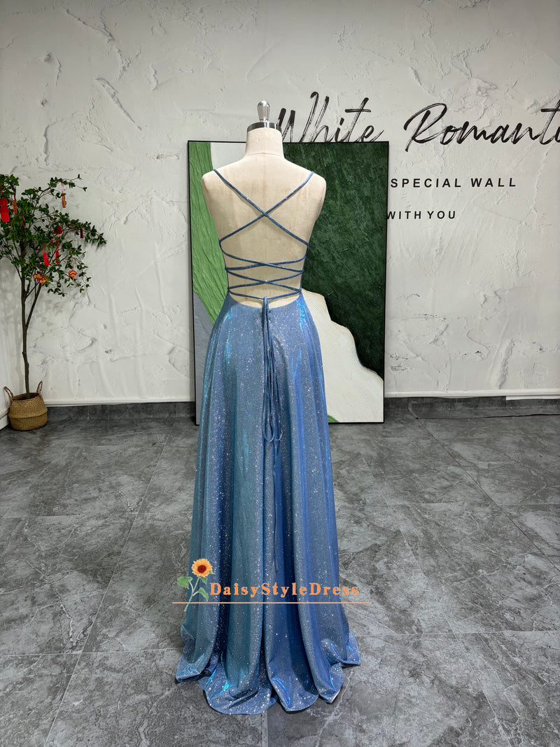 Backless Blue Party Dress