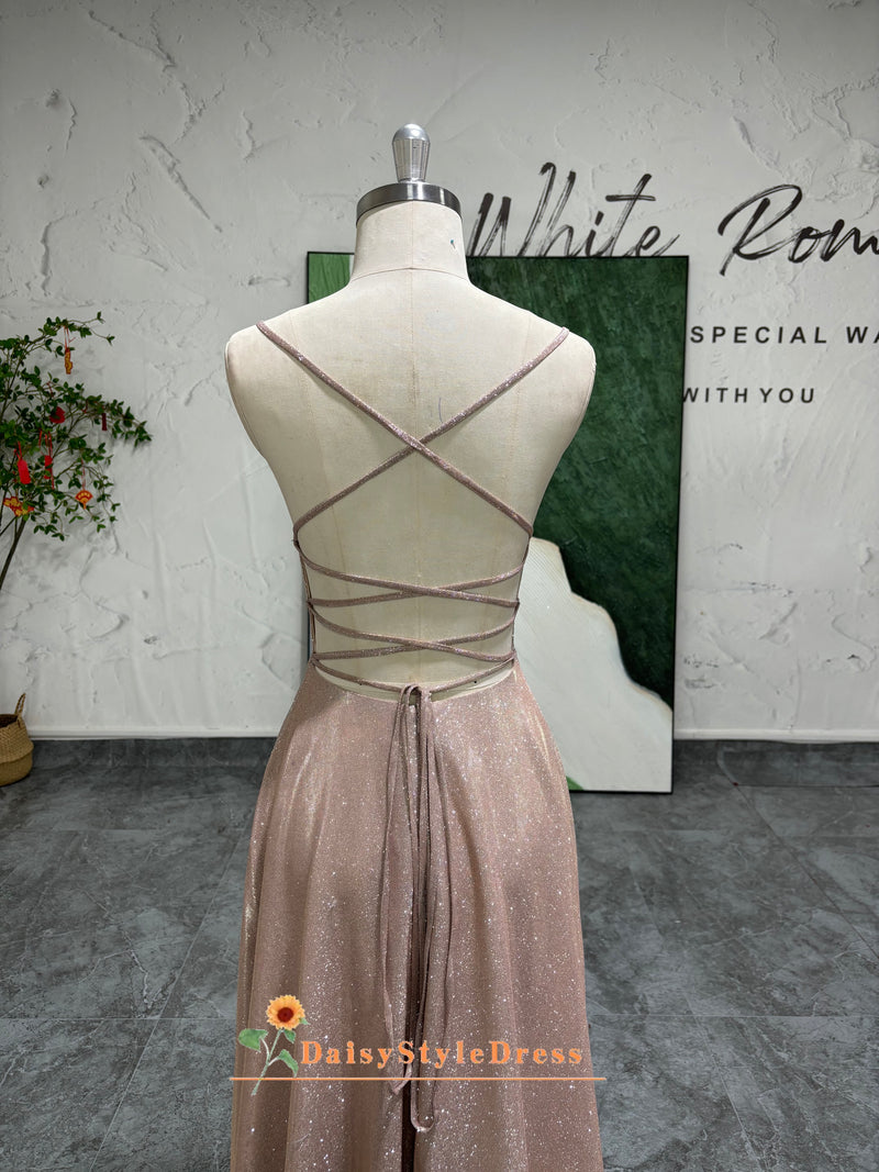 Champagne Backless Prom Dress