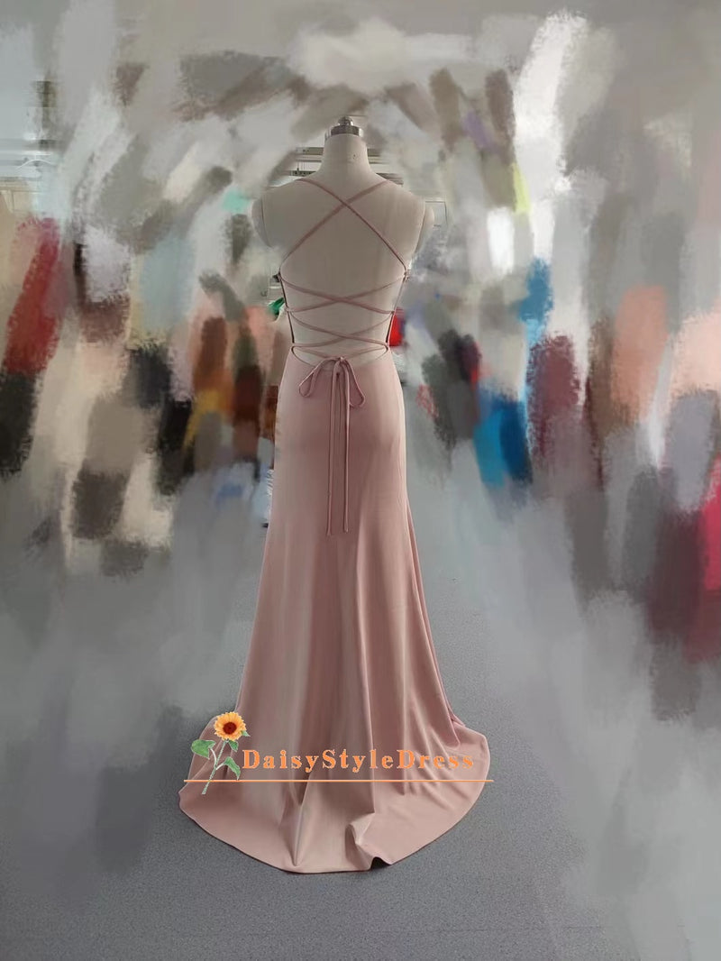Criss Cross Back Pink Party Dress