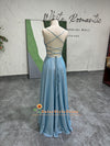 SkyBlue Backless Prom Dress