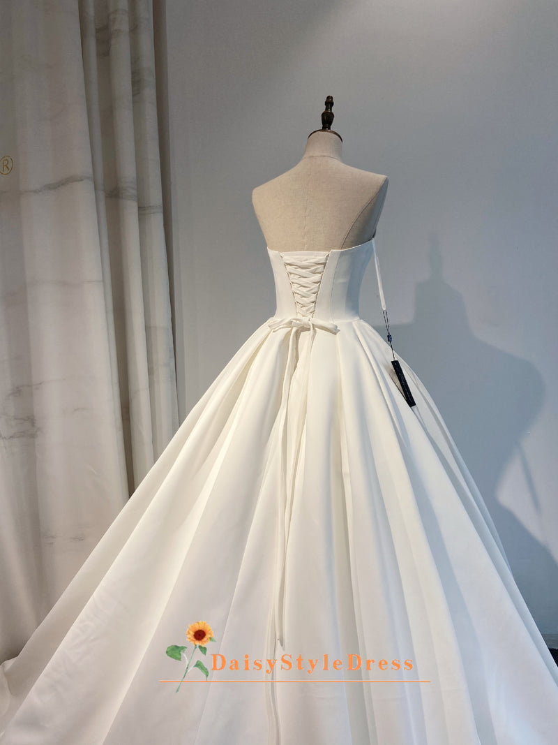 Ball Gown Soft Satin Backless Wedding Gown
