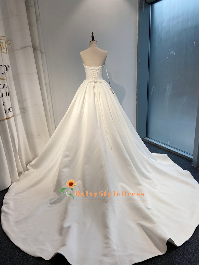 Ball Gown Soft Satin Long Wedding Dress