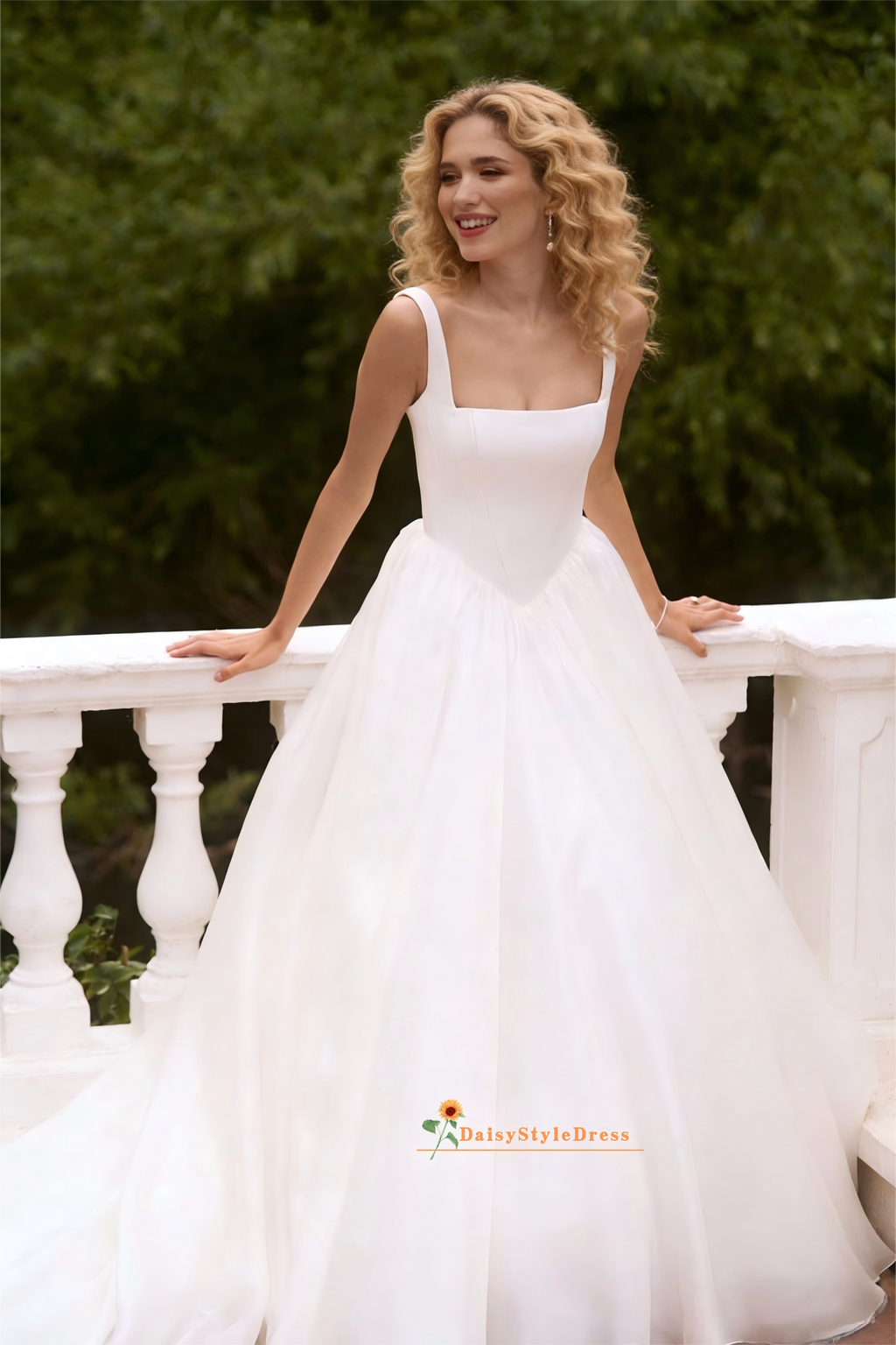 Simple Square Neckline Wedding Dress