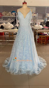 Blue Lace Summer Party Dress