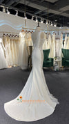 Fit and Flare Boat Neckline Wedding Dress