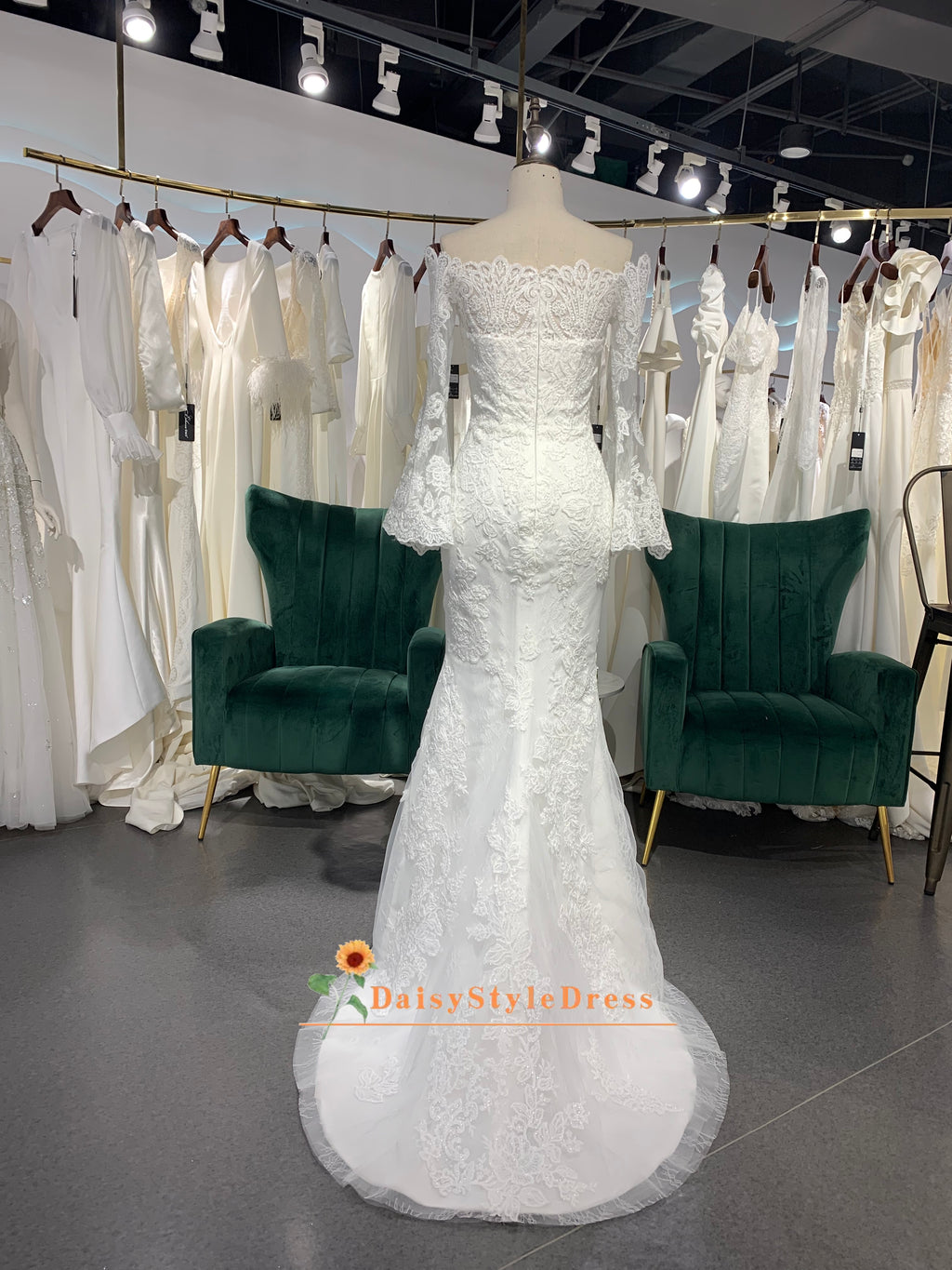 Bohemian Off Shoulder Bridal Dress
