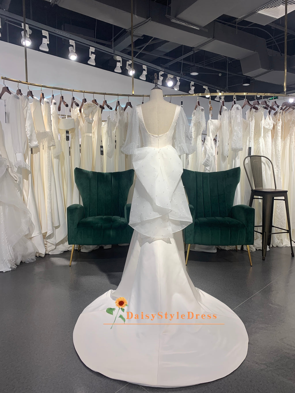 Boho Wedding Dress With Detachable Bow at Back