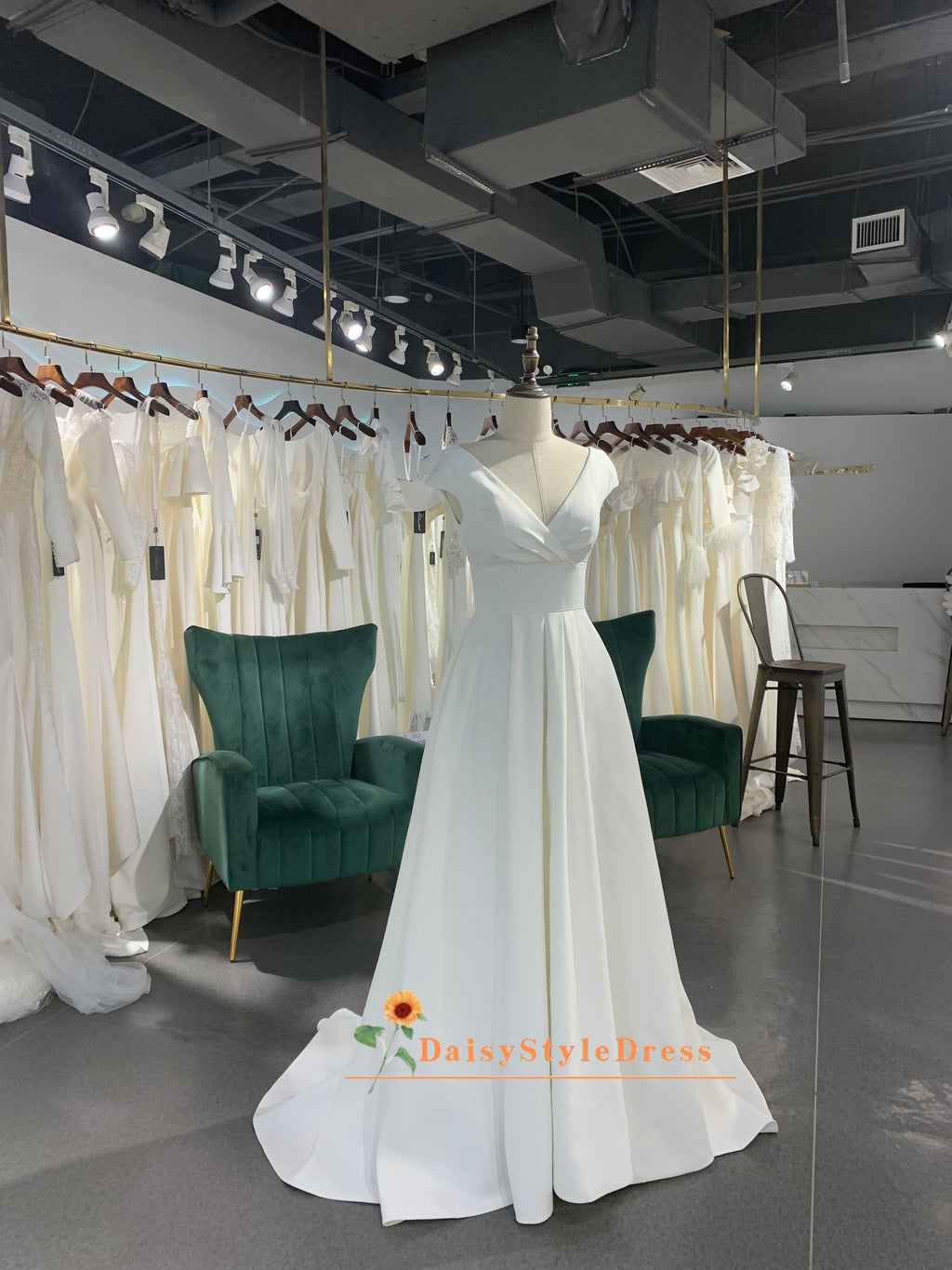 Cap Sleeve Keyhole Back Wedding Dress