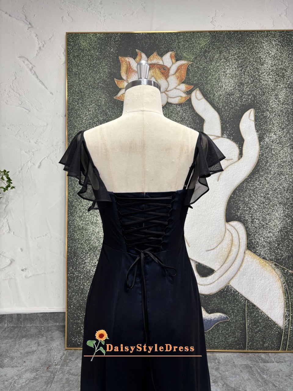 Vintage Square Neckline Black and Blue Prom Dress – daisystyledress