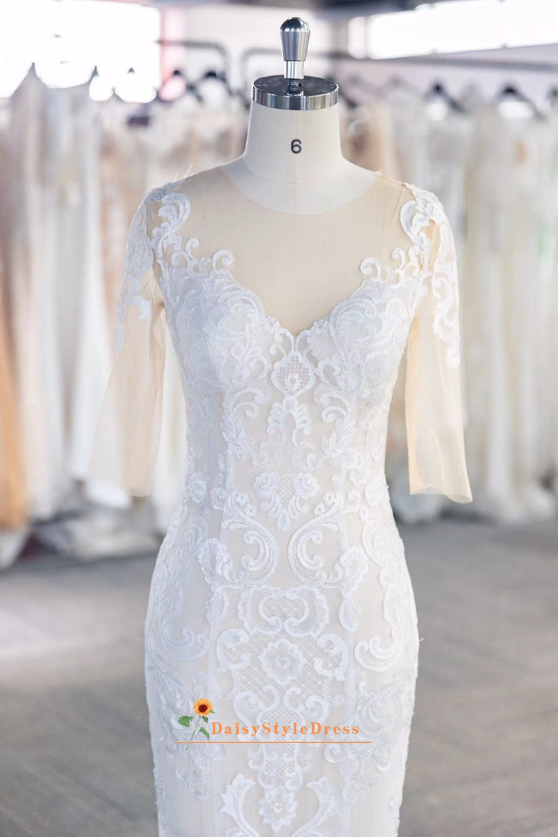 Classic Half Sleeve Lace Wedding Dress