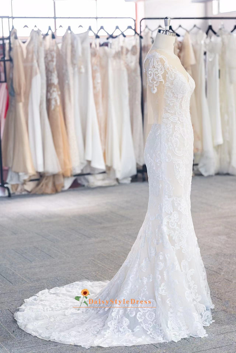 Classic Mermaid Half Sleeve Lace Wedding Dress