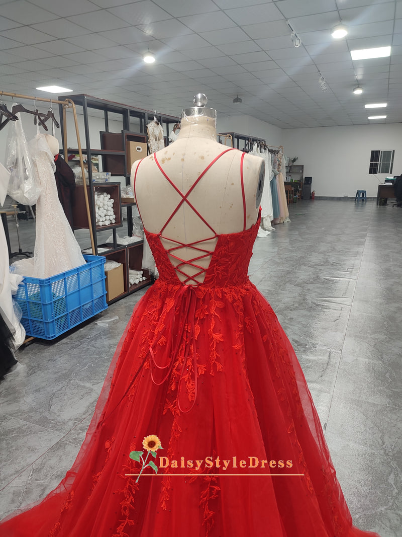 Criss Cross Back Red Prom Dress