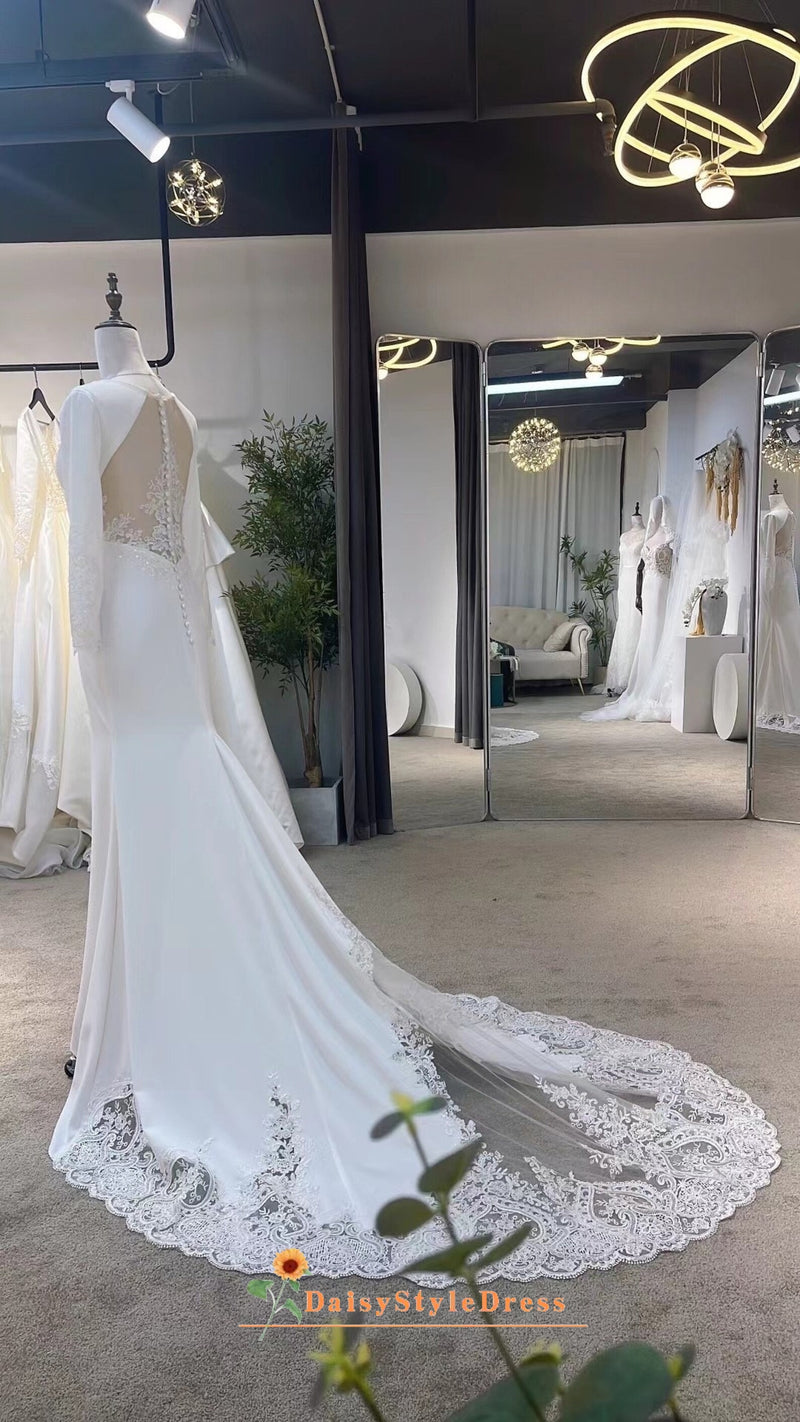mermaid modest wedding dress