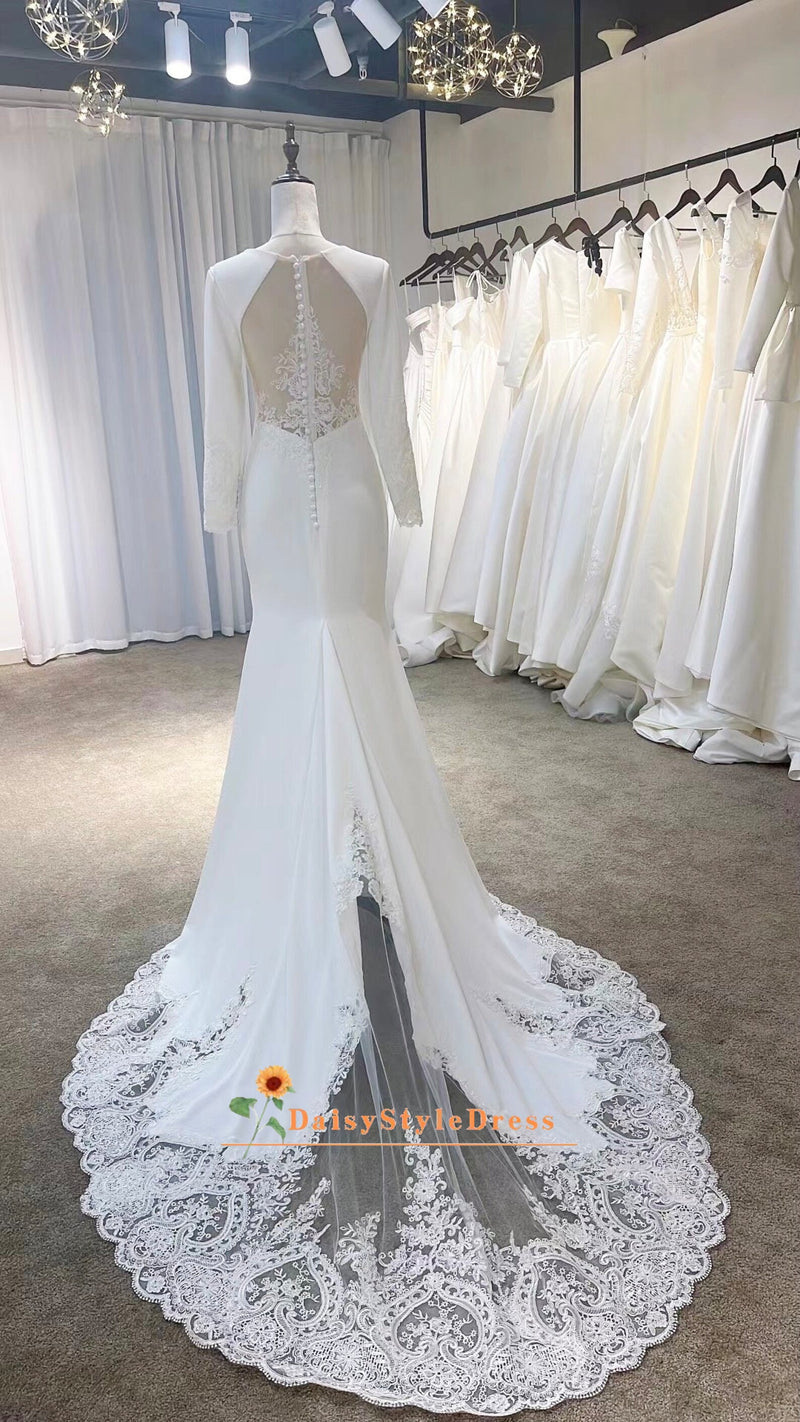illusion back wedding dress