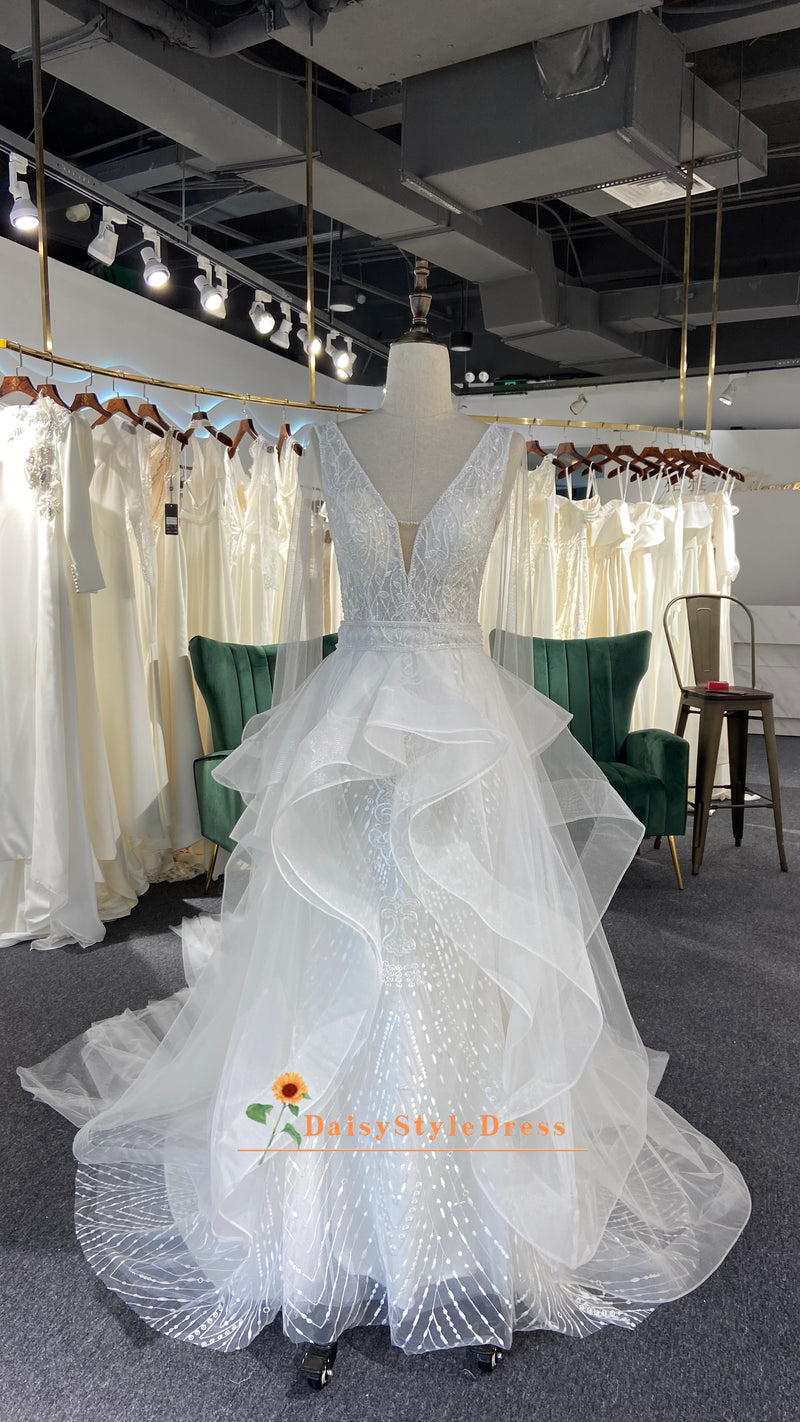 Detachable Skirt Sparkle Wedding Dress