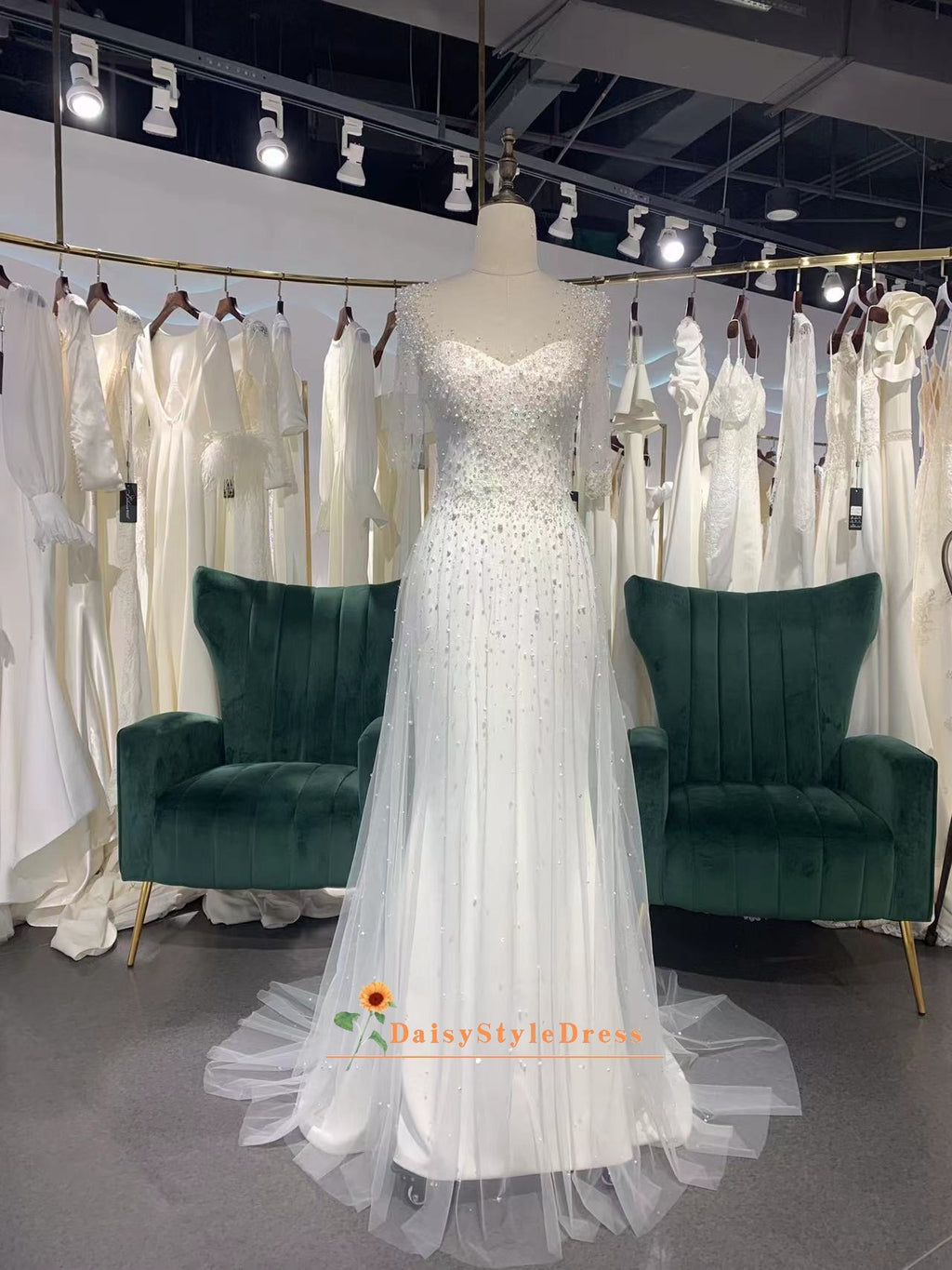 Detachable Two Piece Pearl Wedding Dress