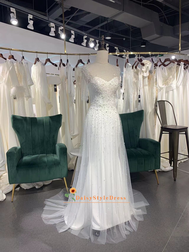 Detachable Two Piece Pearl Wedding Dress