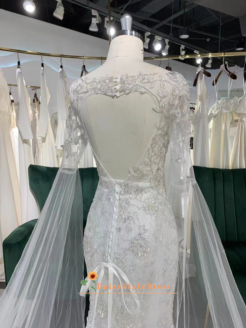 Fashion Mermaid Long Sleeve Wedding Dress