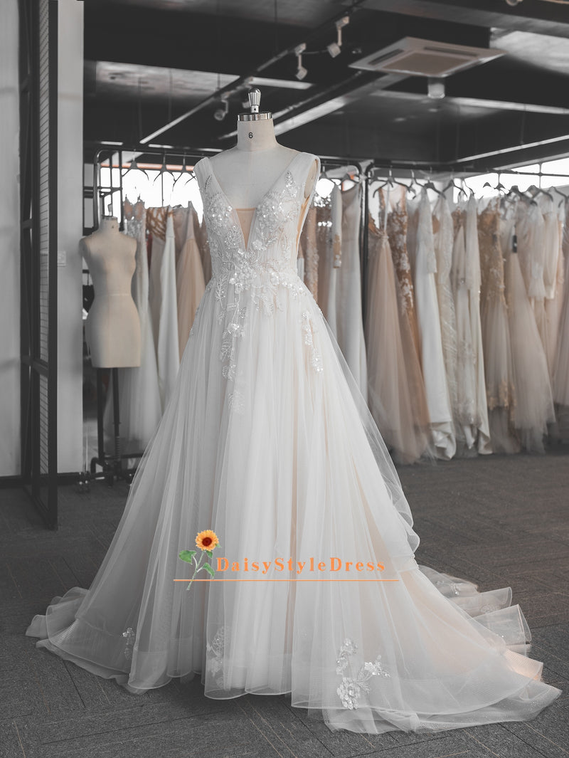 Fashion Tiered Skirt Tulle Summer Wedding Dress
