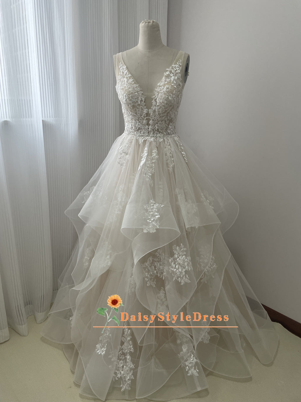 Tiered Skirt Wedding Gown