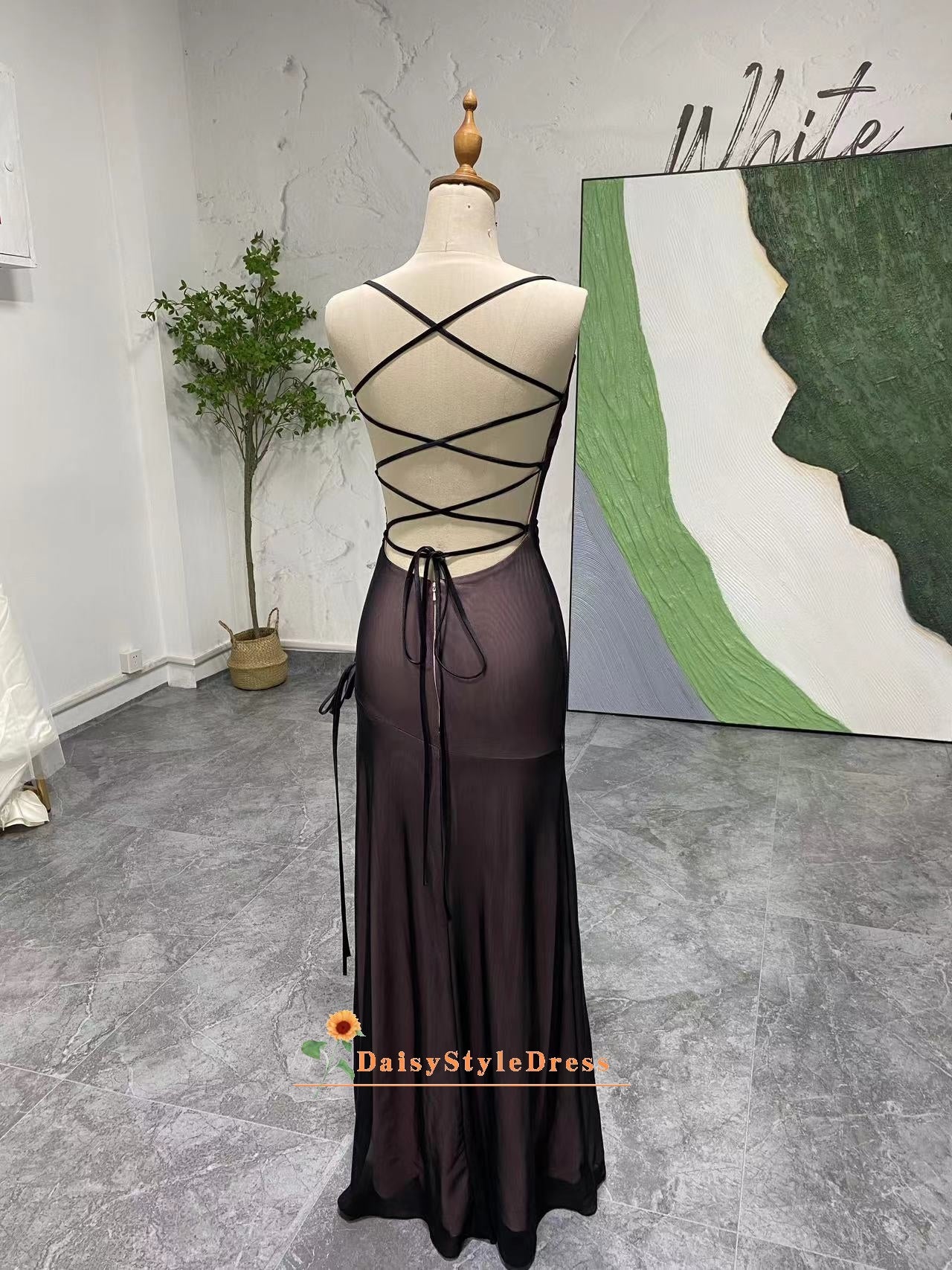 Fit & Flare Square Neck Black and Pink Prom Dress daisystyledress Fit & Flare Square Neck Black and Pink Prom Dress daisystyledress