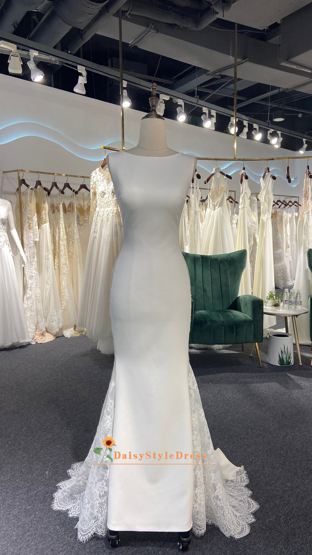 Fit and Flare Boat Neckline Wedding Dress