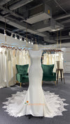 Fit and Flare Sheer Lace Back Wedding Dress