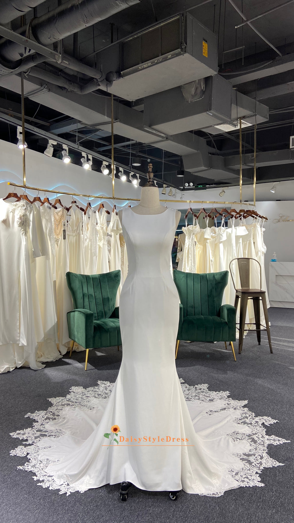 Fit and Flare Sheer Lace Back Wedding Dress